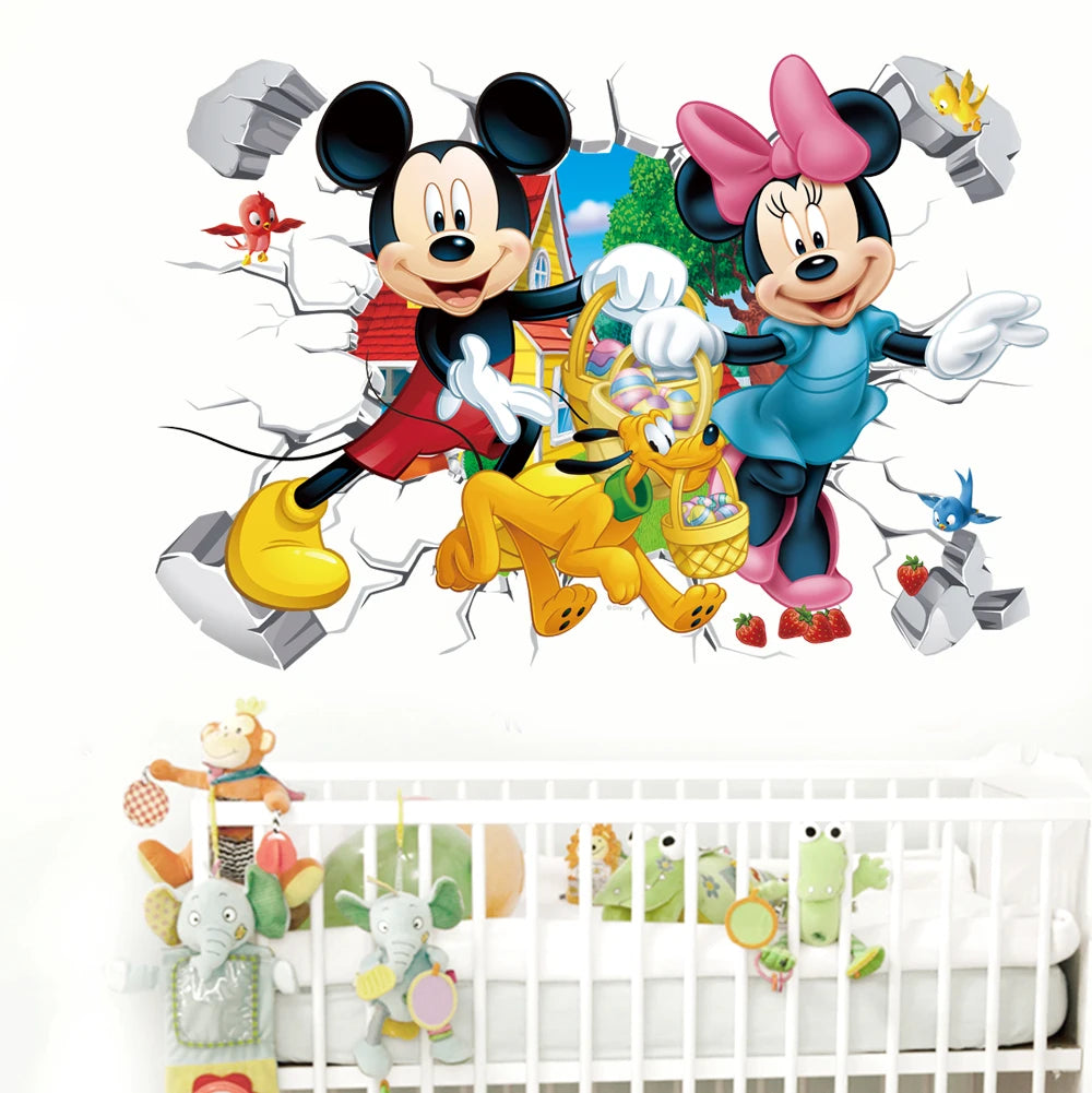 Cartoon Mickey Minnie Mouse baby home decals wall stickers for kids room baby bedroom wall art nursery amusement park DIY poster