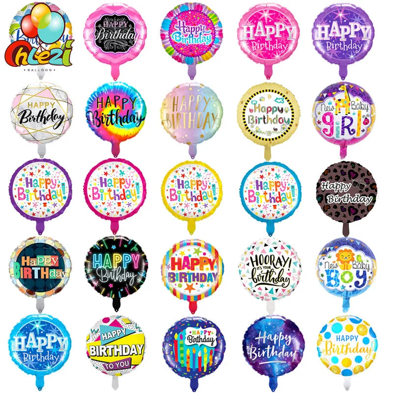 7 x 18inch Happy Birthday Foil Balloons Helium Round Balloons