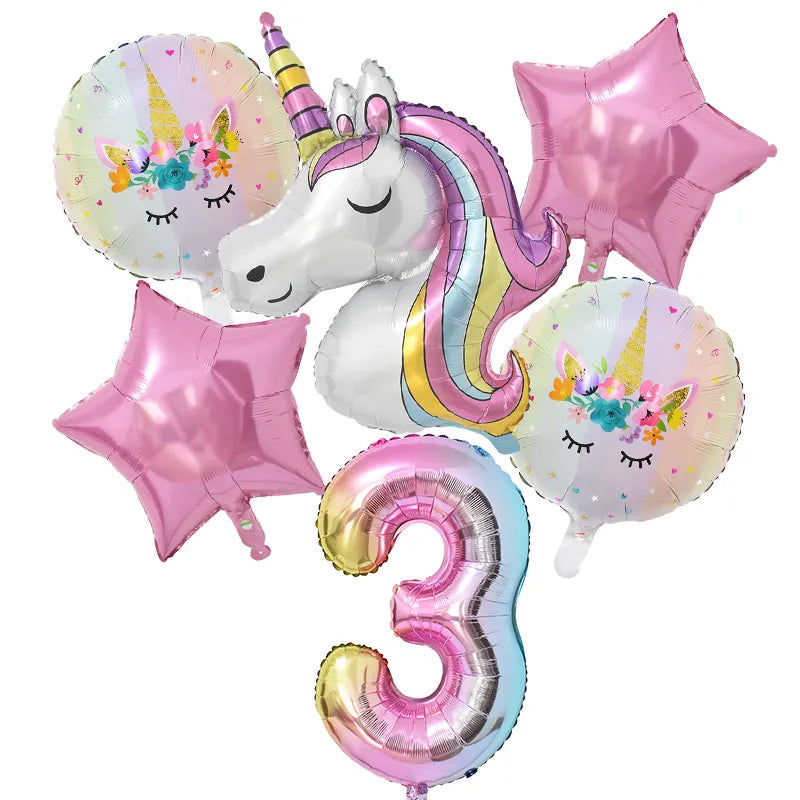 Rainbow Unicorn Balloon Sets, and other unicorn party supplies, Foil Balloons Kids Unicorn Theme Birthday Party Decorations
