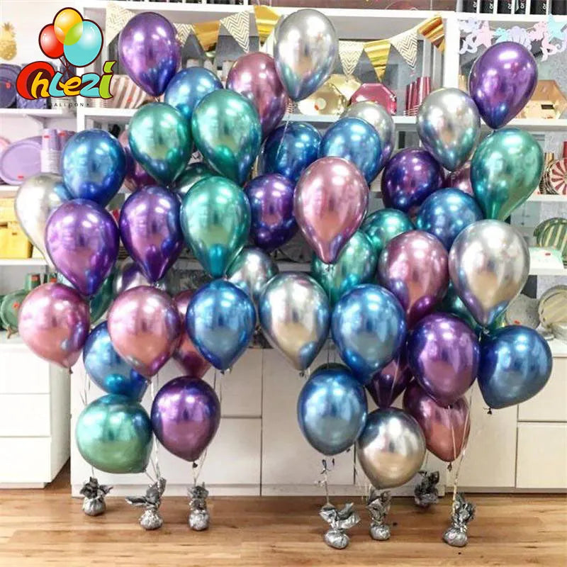 50 or 100pcs Metallic Latex Balloons 5/10/12 Inch Gold Silver Chrome Balloons