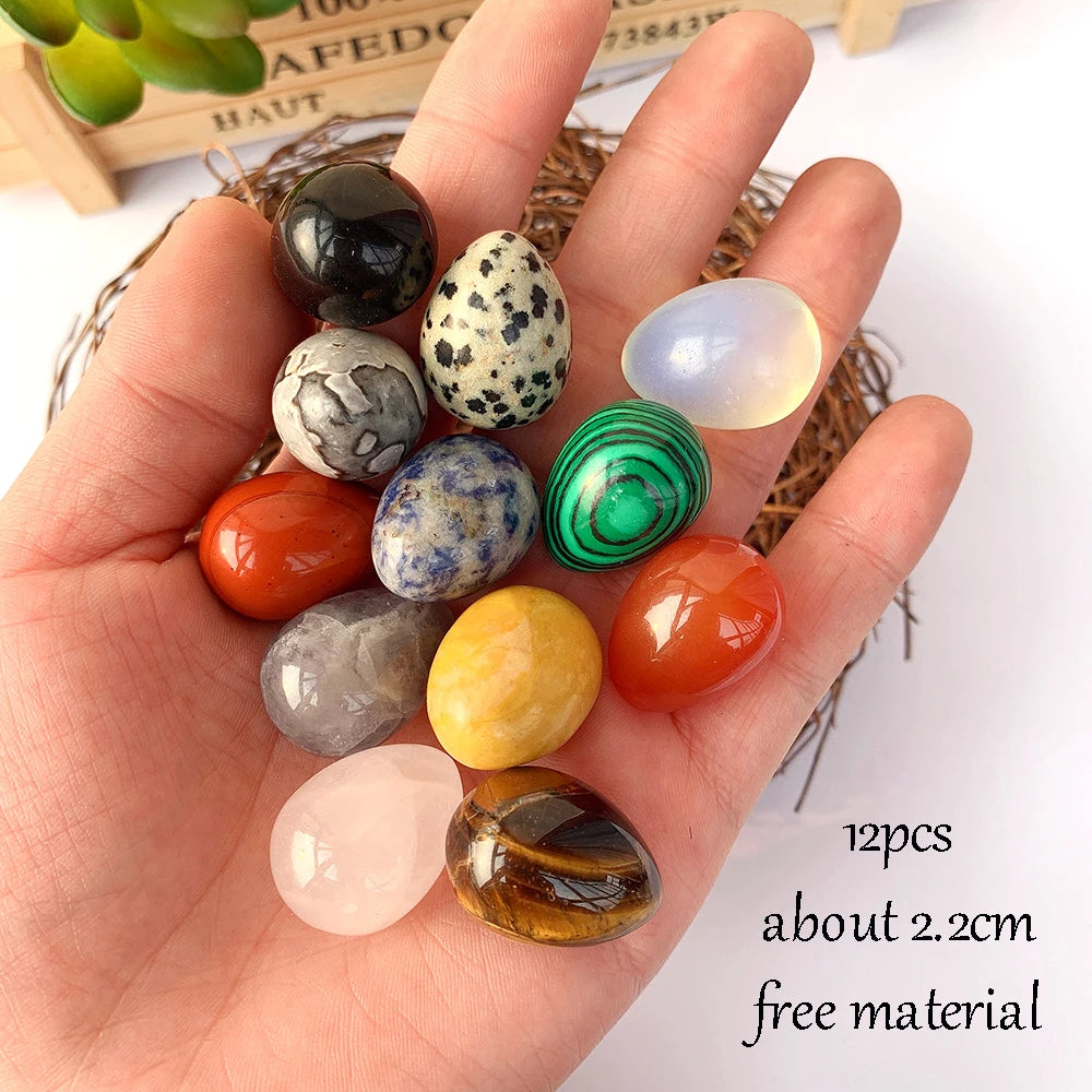 12Pcs Crystal Mini Egg Gem Energy Gift DIY Accessories Healthy Family Decoration