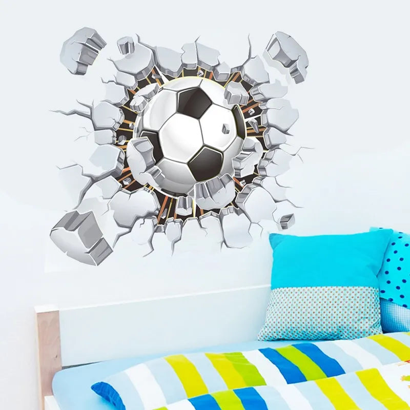 3D football Soccer wall stickers for kids rooms Children bedroom Cartoon wall decals Mural decoration gift