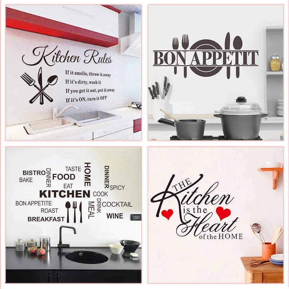 Enjoy Your Cook Time Kitchen Rules Bon Appetit Quotes Art Diy Vinyl Decals Wall Stickers For Home Decoration Waterproof Mural