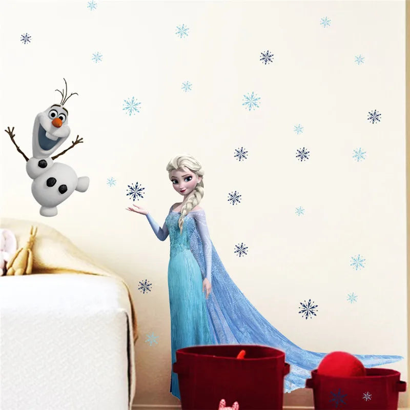 Cartoon diy frozen princess Elsa Anna wall stickers girl Children room background decoration removable kids bedroom poster decal