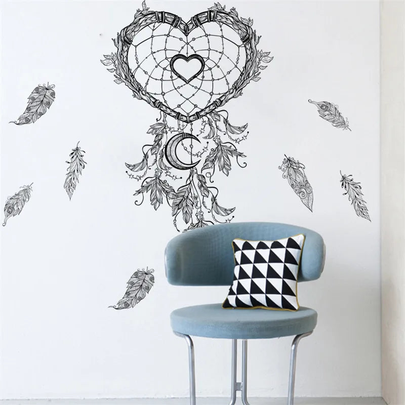 Dream Catcher Feathers Wall Stickers For Living Room Office Bedroom Decoration Indian Style Mural Art Diy Wall Decal Home Decor