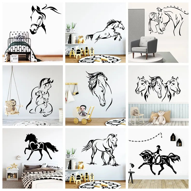 Creative Horse Wall Sticker Wall Decals For Kids Room Living Room Decoration Horse Wallpaper Home Decor