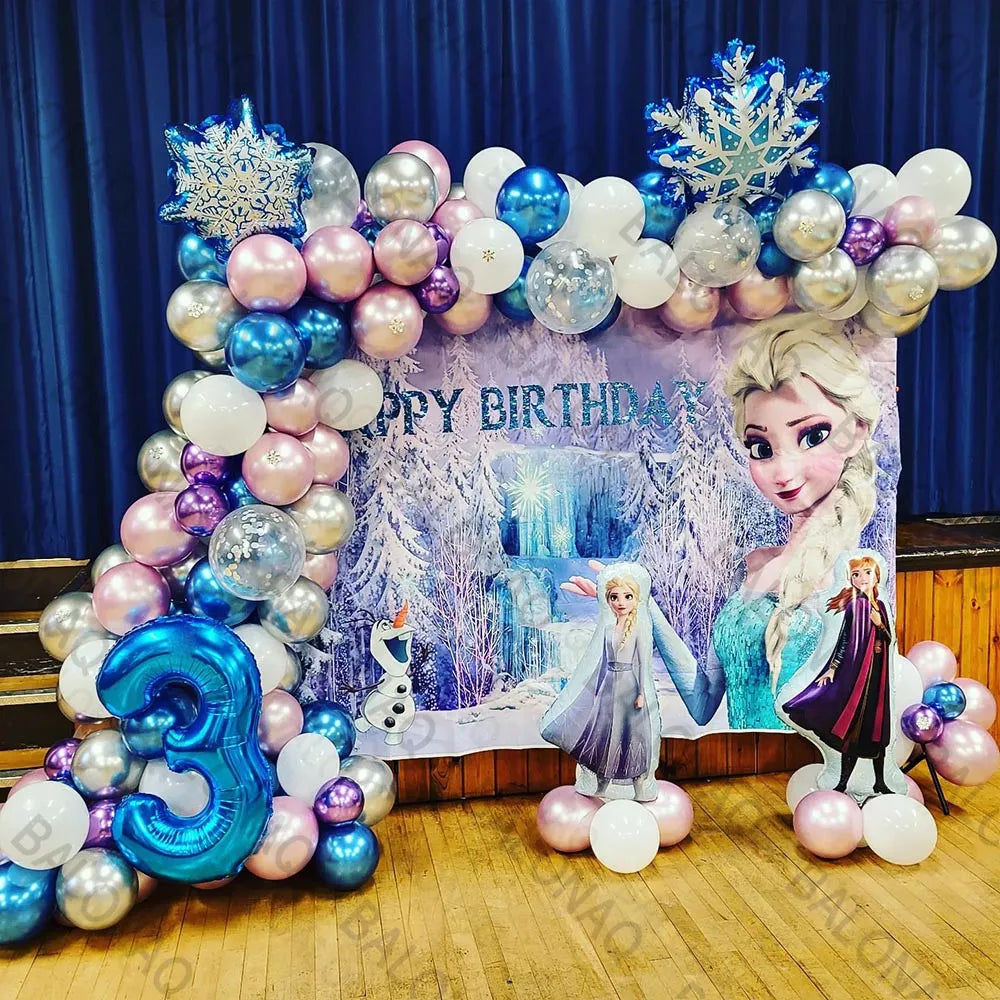 92pcs Disney Frozen Theme Balloons Garland Arch Kit Elsa Olaf Foil Globos Girls Birthday Party Baby Shower Decorations Air Ball