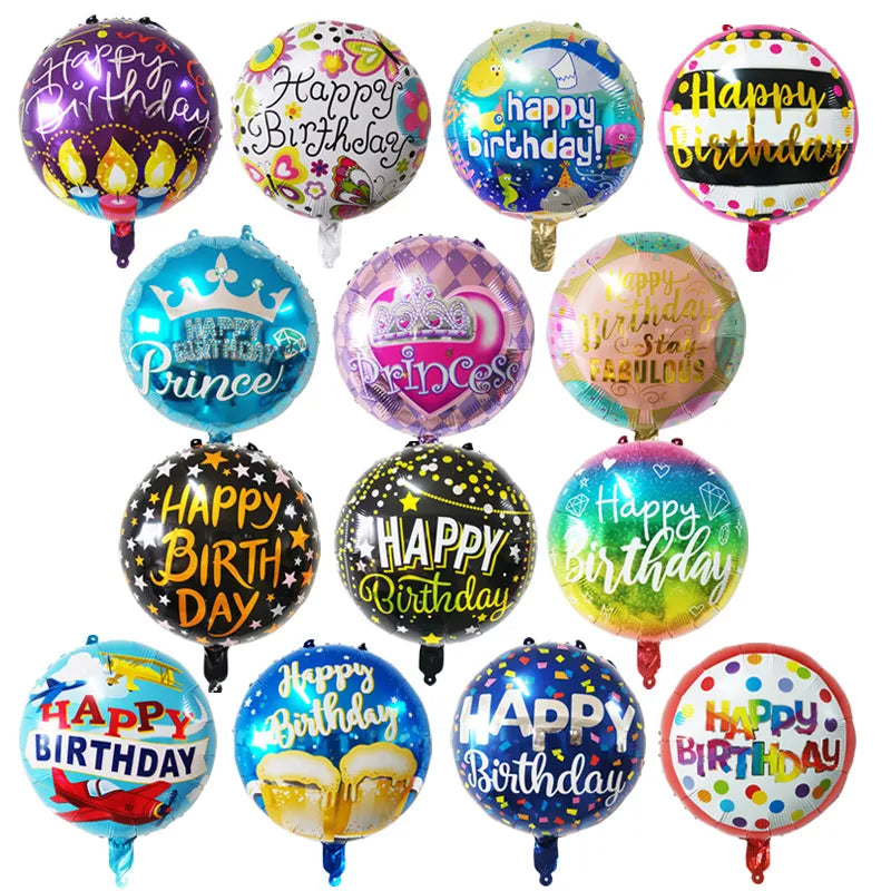 7 x 18 Inch Birthday Theme Foil Balloons Helium Round Balloon