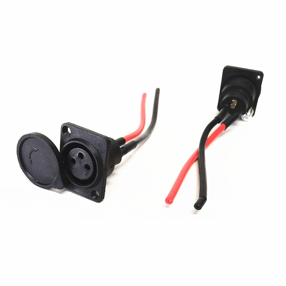 Electric Scooter Battery Charging Port 3Pin Inline Connector Jack Socket For Electric Wheelchair