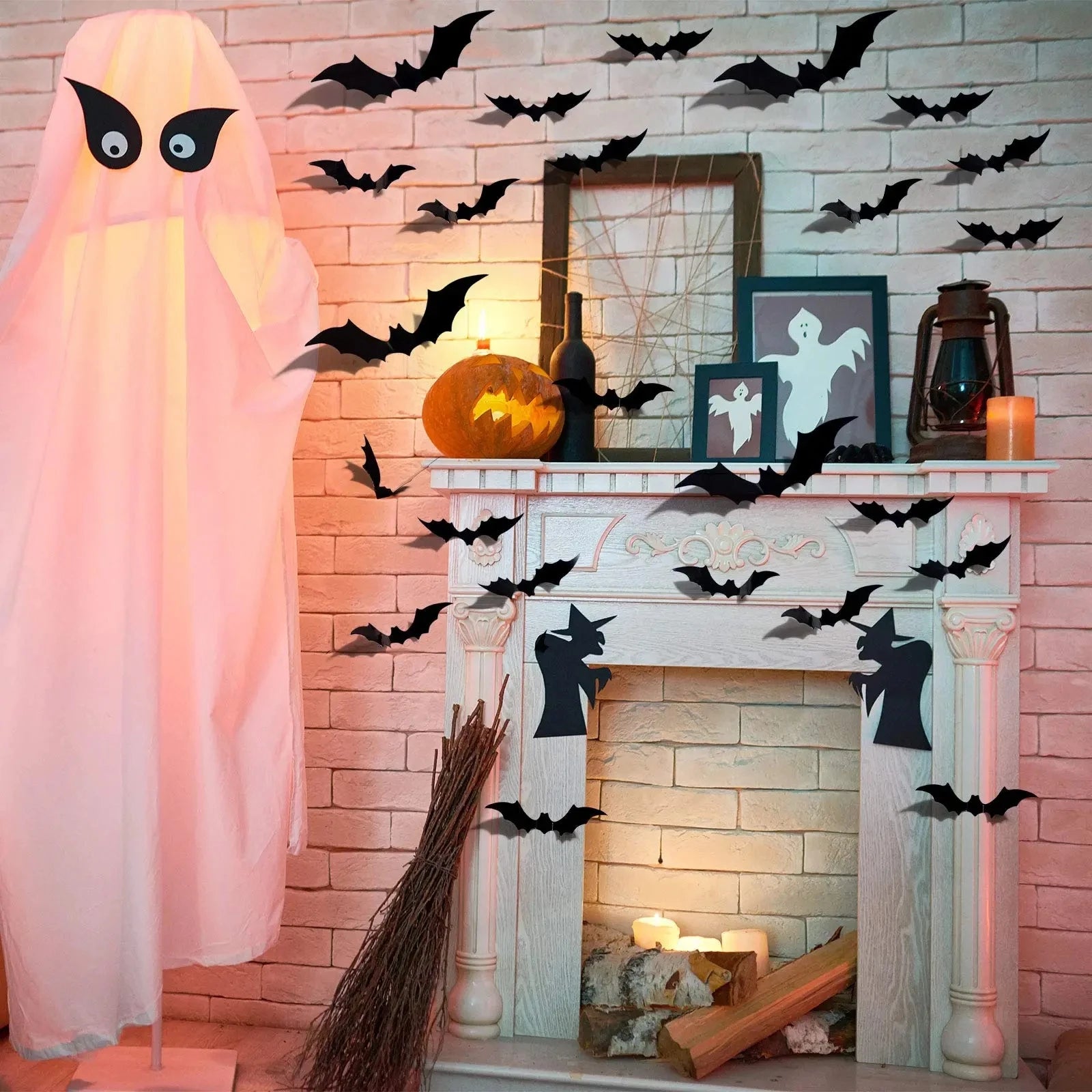 12pcs Halloween Decoration 3D Black PVC Bat Halloween Party DIY Decor Bar Room Halloween Party Scary Decos Props Wall Sticker