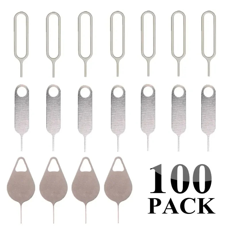 100Pcs Metal Eject Sim Card Tray Open Pin Needle Key Tool for Universal Mobile Phone for IPhone 14 13 SamSung Xiaomi Apple IPad