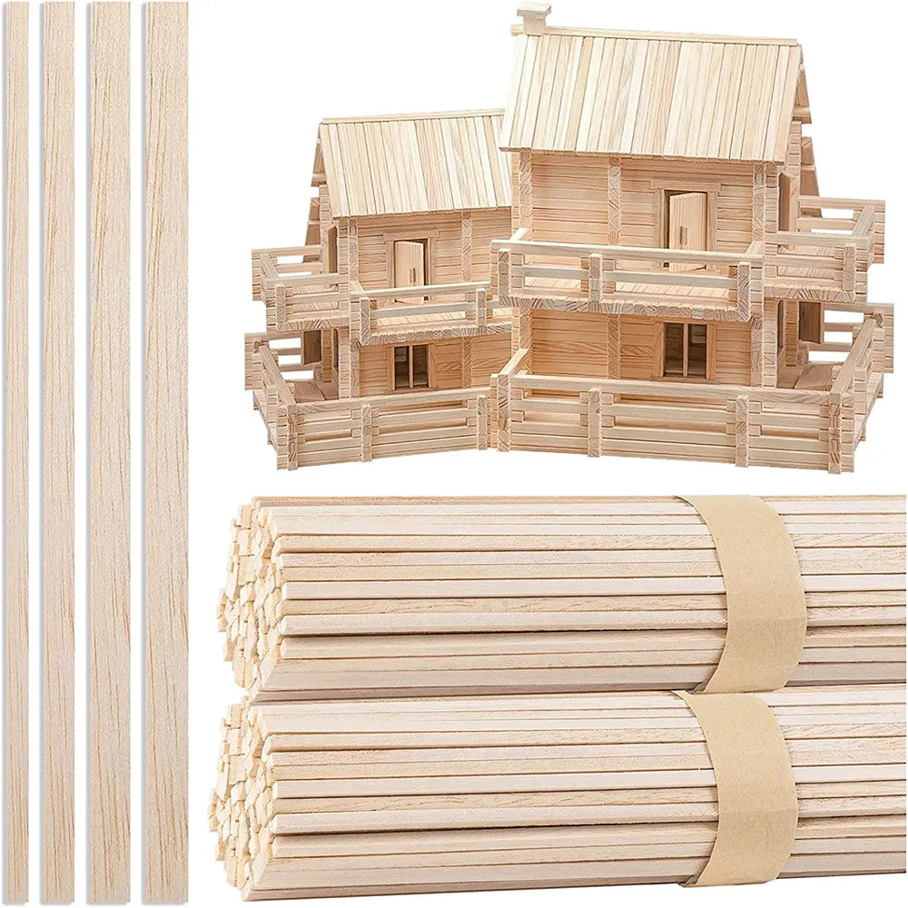 130pcs Balsa Wood Wooden Strip Craft Square Model accessories Balsa Strips