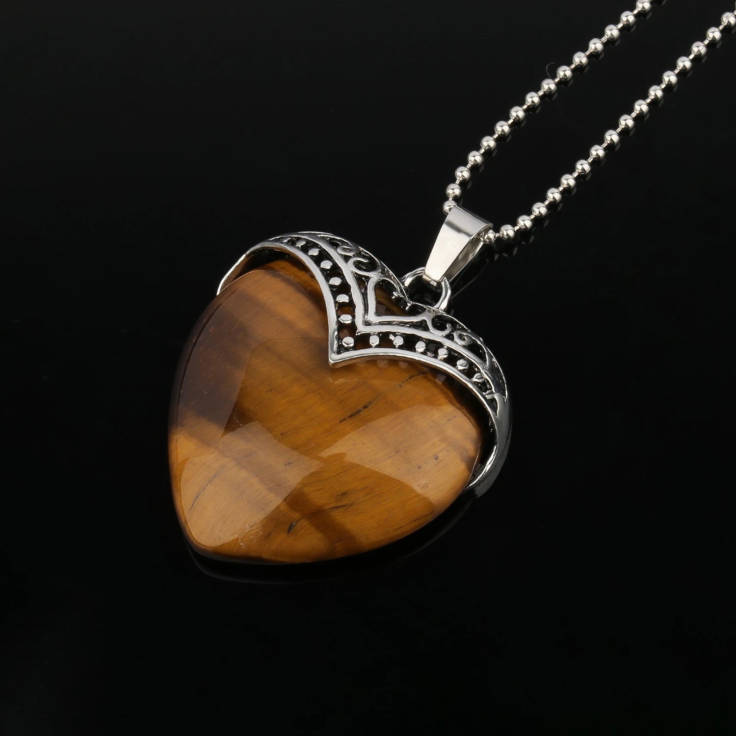 10 Types Yellow Tiger Eye Natural Stone Pendant With Chain Display Box Heart Waterdrop Shape Pendant fit for Women Jewelry DIY