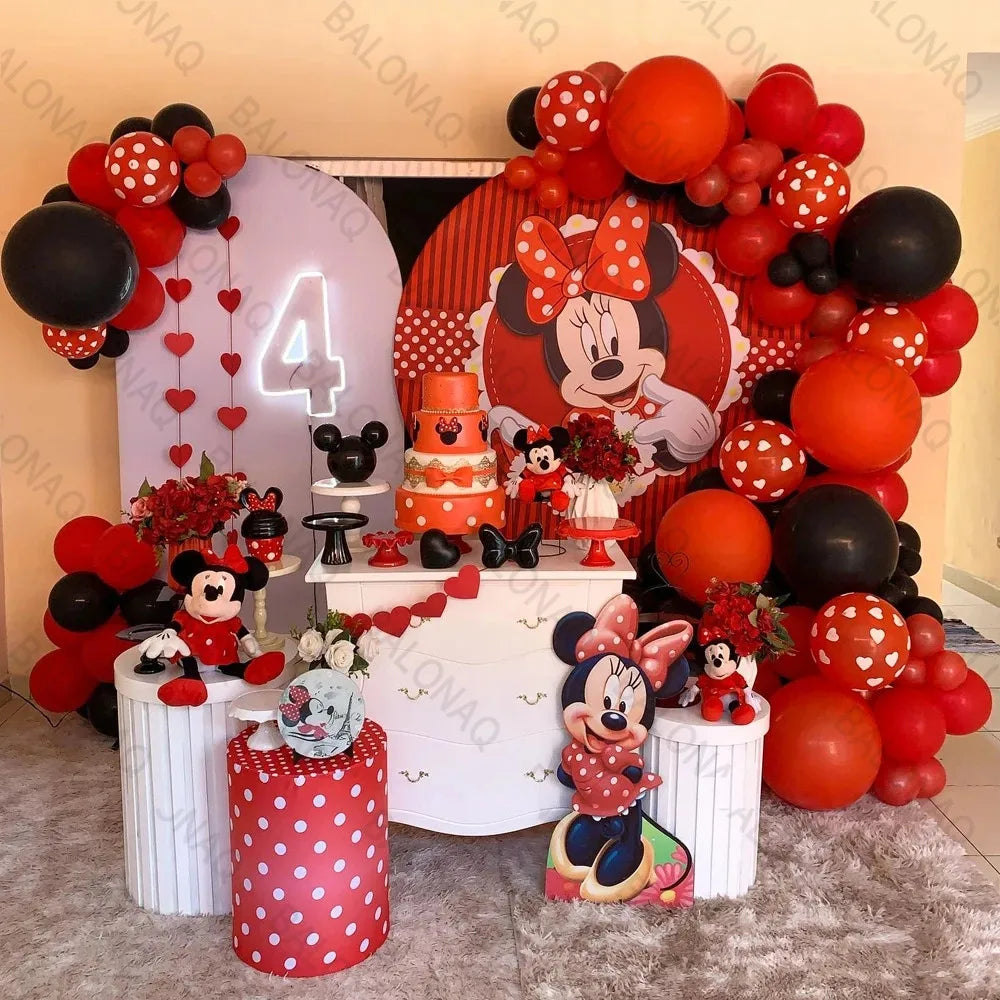Disney Minnie Mouse Head Balloons Garland Arch Kit red black Latex Balloons Gir Birthday Party Baby Shower Decoration Gift
