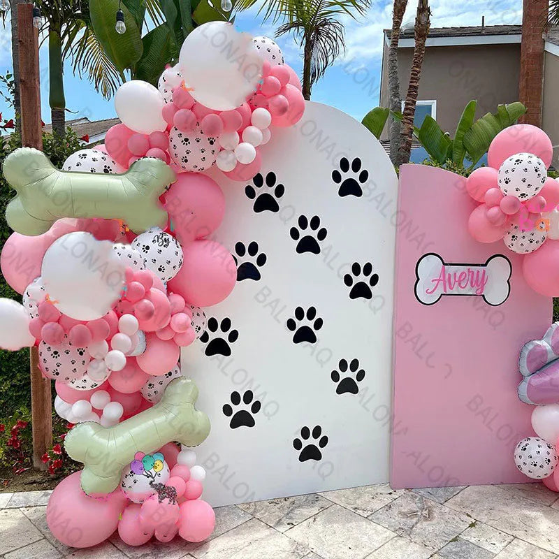 1 set Pets Dog Paw Latex Balloons Pink Dog Bone Theme Birthday Party Decor Kids Toy Garland Arch Kit Globos Air Inflatable Ball