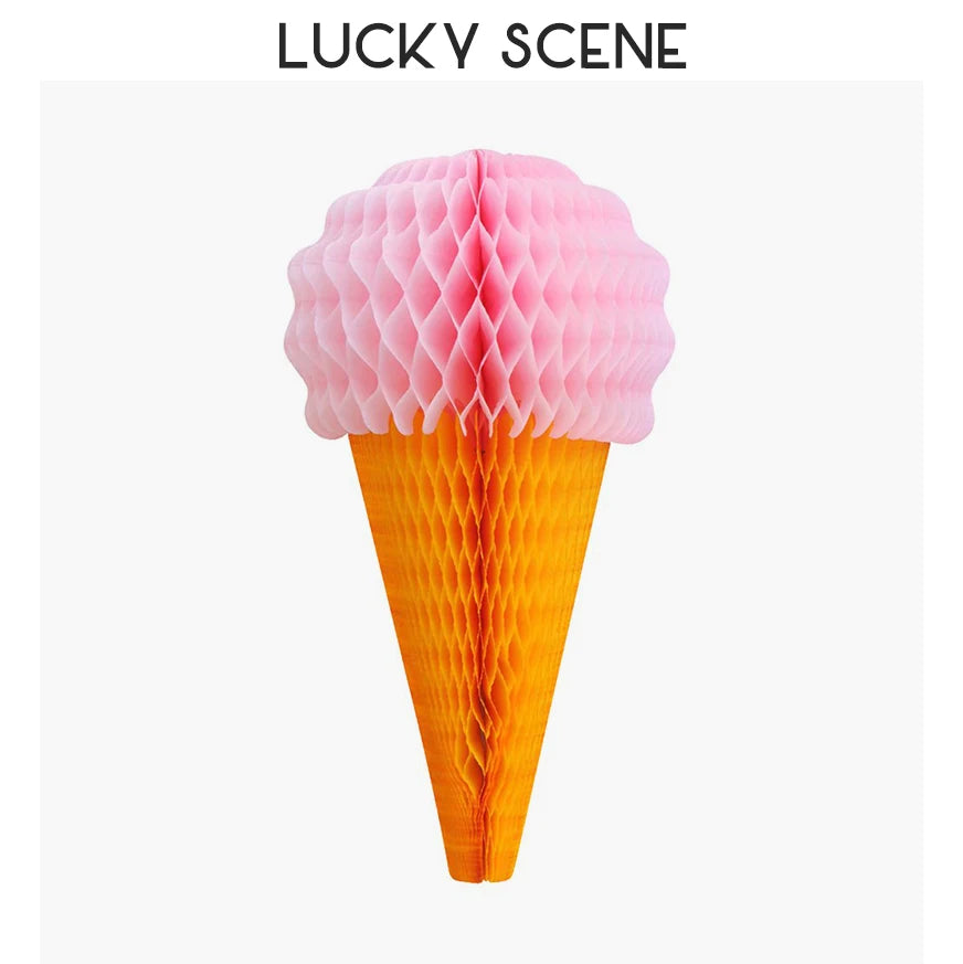 Honeycomb ball icecream cone pendant pull flower baby party birthday arrangement macaron S00101